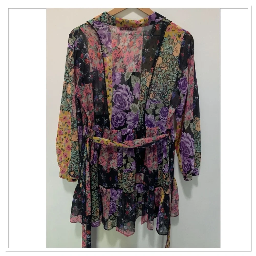 Zara Amelie Patchwork Floral Dress Multicolor Size Large